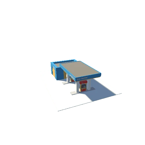 Low Poly Gas Station With Floor